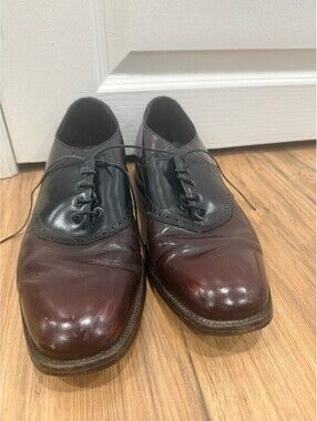 Vintage Johnston & Murphy Aristocraft Saddle Oxford Shoes USA 11.5D Oxblood